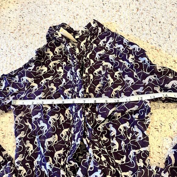 Anthropologie Maeve 2P Purple Monkey Print Roll Tab Sleeve Peplum Tunic Top Boho - Picture 7 of 11